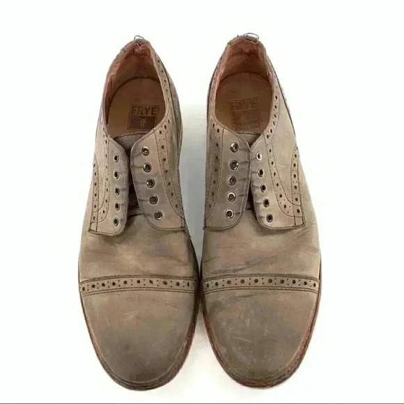 Frye mens wingtip Oxfords size 12 brown suede cap toe brogue
